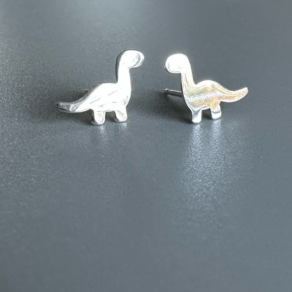 Sterling Silver Dinosaur Stud Earrings - Picture 9 of 9